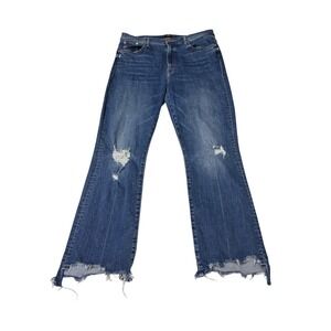 Mother The Insider Crop Step Chew Jeans Dancing On Coals Blue 32X26 Made USA